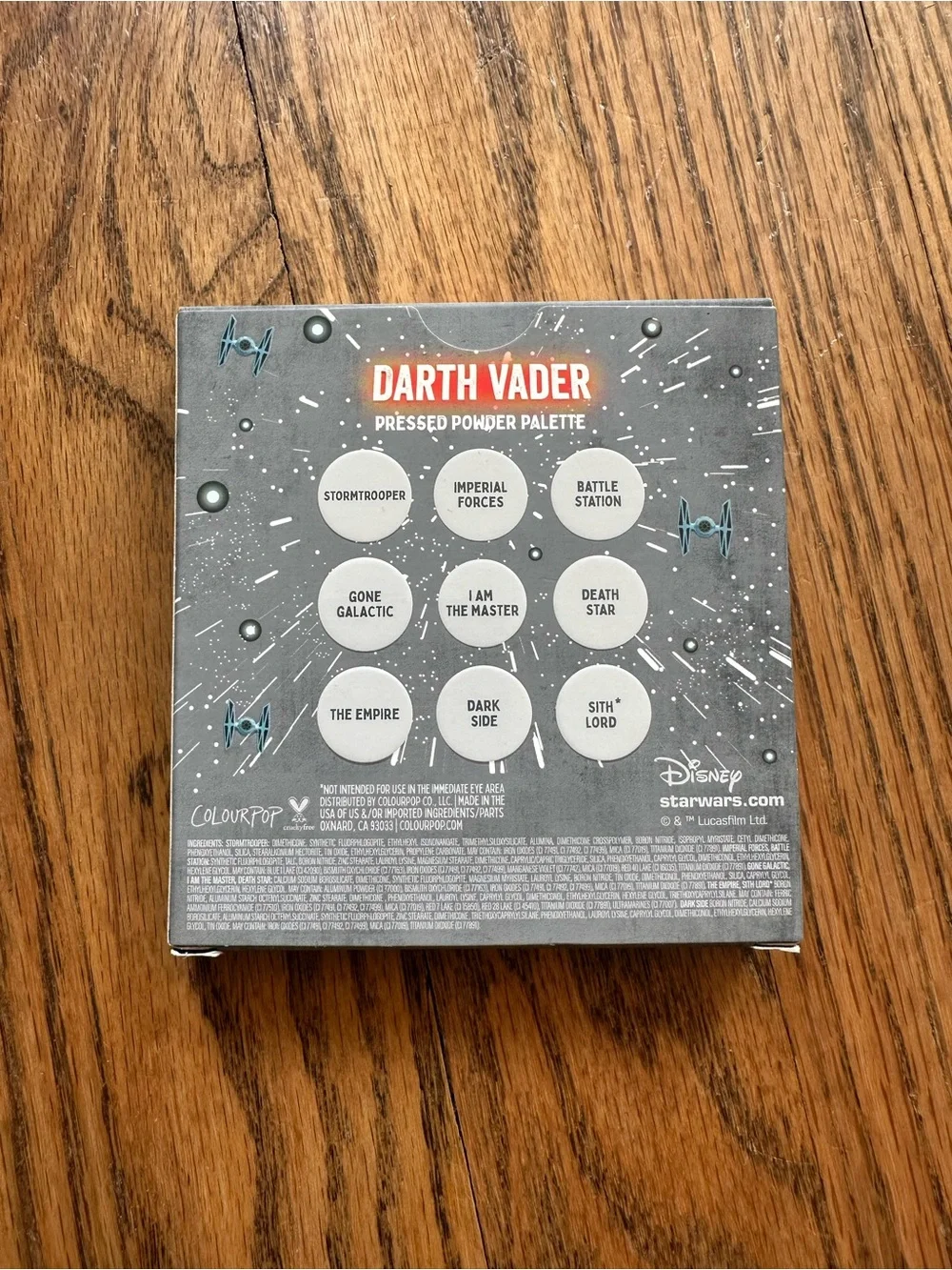 ColourPop Star Wars Darth Vader Pressed Powder Eyeshadow 9 Pan Palette Grey Red